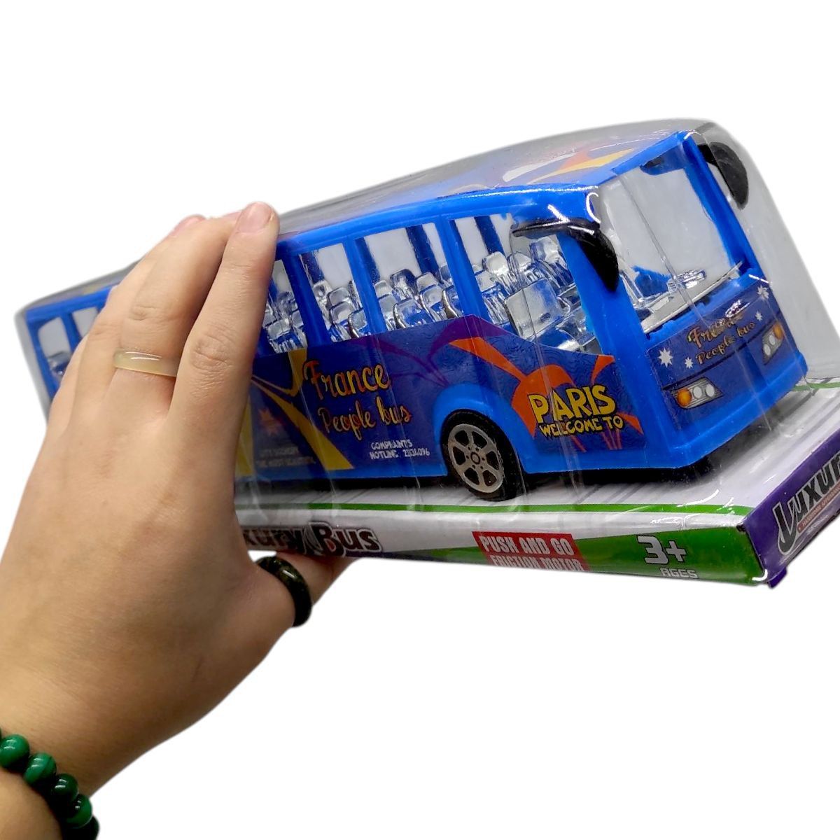 Автобус інерційний (СИНІЙ) коробка - 35х10,5х8,5 см  фото 2