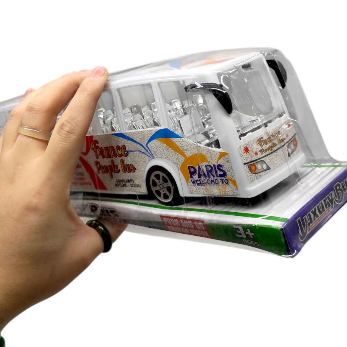 Автобус інерційний (БІЛИЙ) коробка - 35х10,5х8,5 см  фото 2