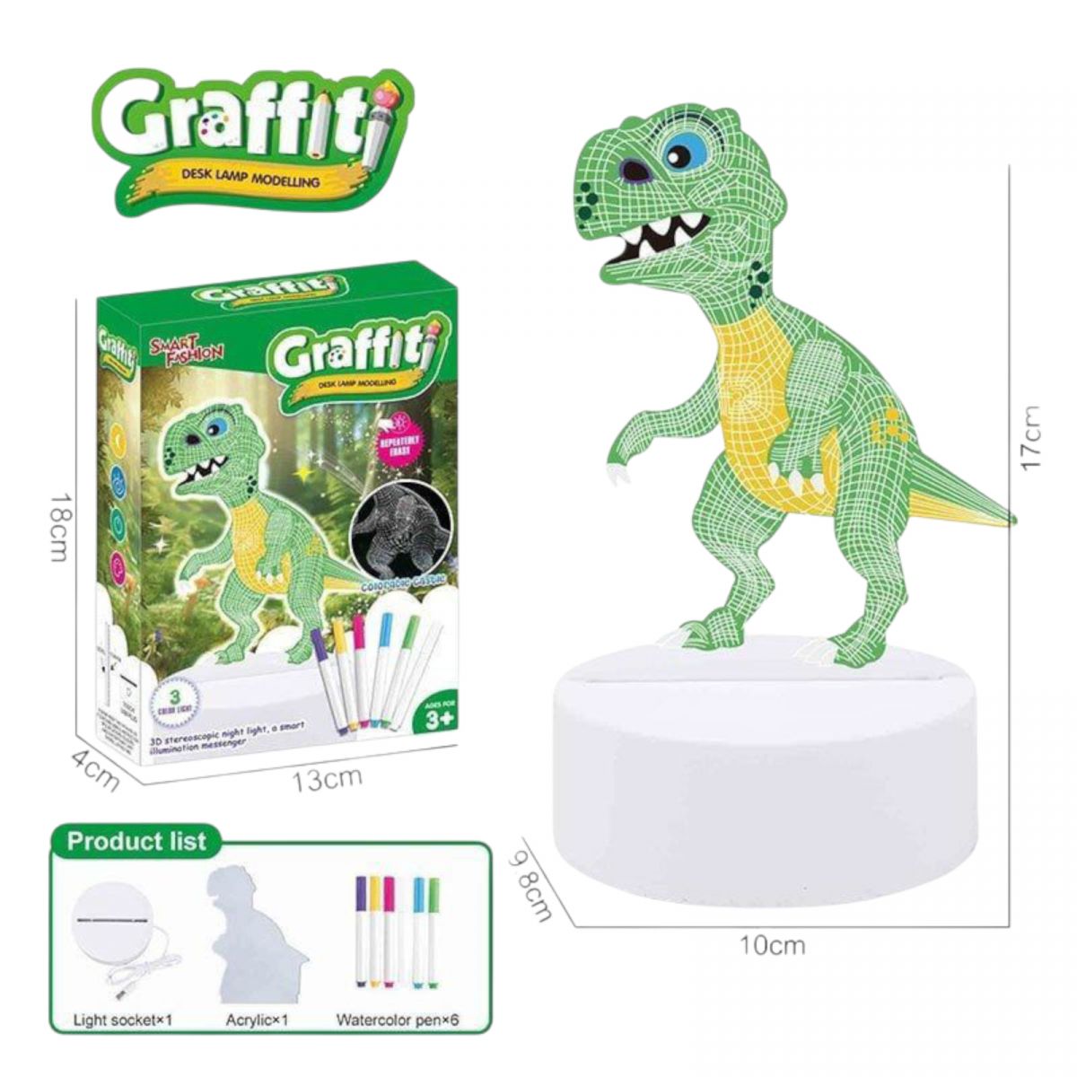 Нічник працює від мережі, підсвічування, 3 кольори світла, фломастери, USB кабель, в коробці  фото 2