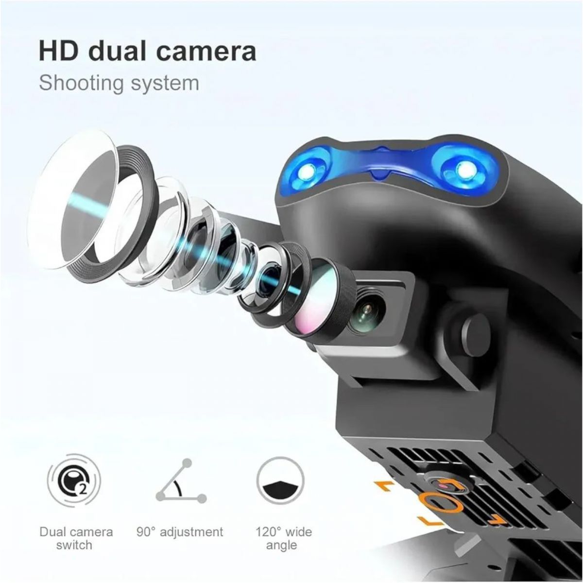 Квадрокоптер на радіокеруванні акумулятор, USB-кабель, викрутка, пульт, підсвічування, HD камера, сумка для зберігання, додаток, в коробці  фото 2