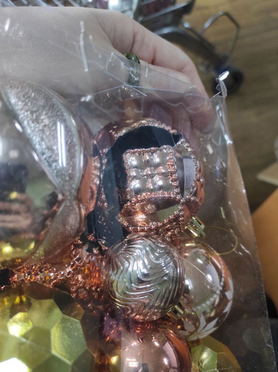 Уцінка.  Новорічні прикраси C 67573 (32) 34 штуки, кульки, у слюді   - Пошкоджена упаковка  фото 2