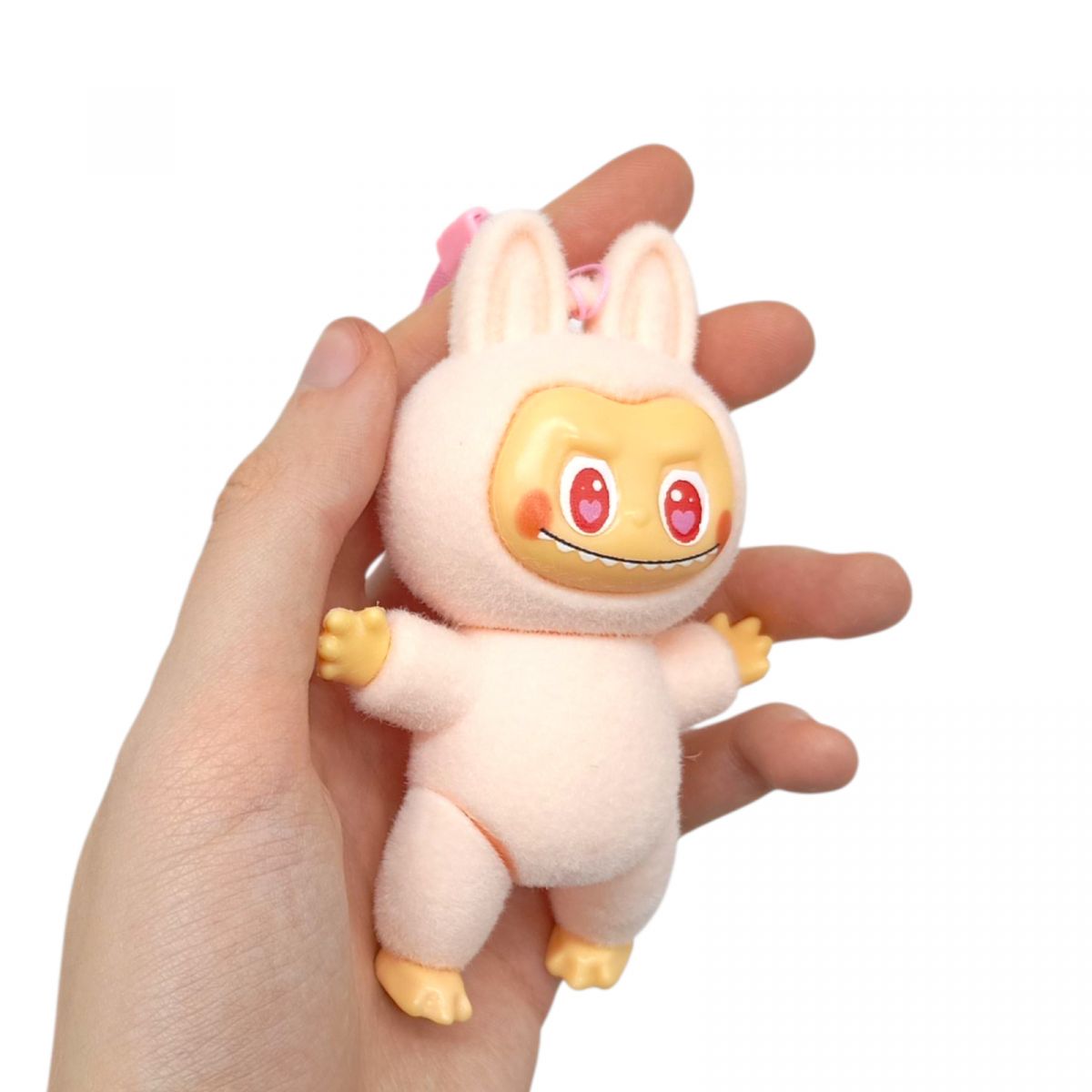 Вельветовая игрушка кукла  "LABUBU/Лабубу" движущая голова ручки ножки в коробке 16 см  фото 2