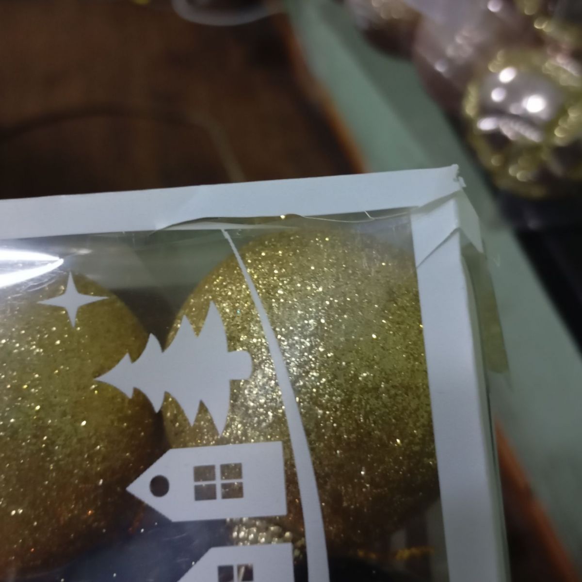 Уценка.  Новорічні прикраси, 15 штук, кульки, D=5 см, у слюді   - Повреждена упаковка  фото 2