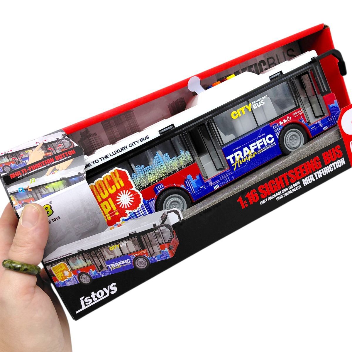 Автобус інерційний (озвучений, зі світлом, в коробці р. 33x9,5x13,5 см)  фото 2