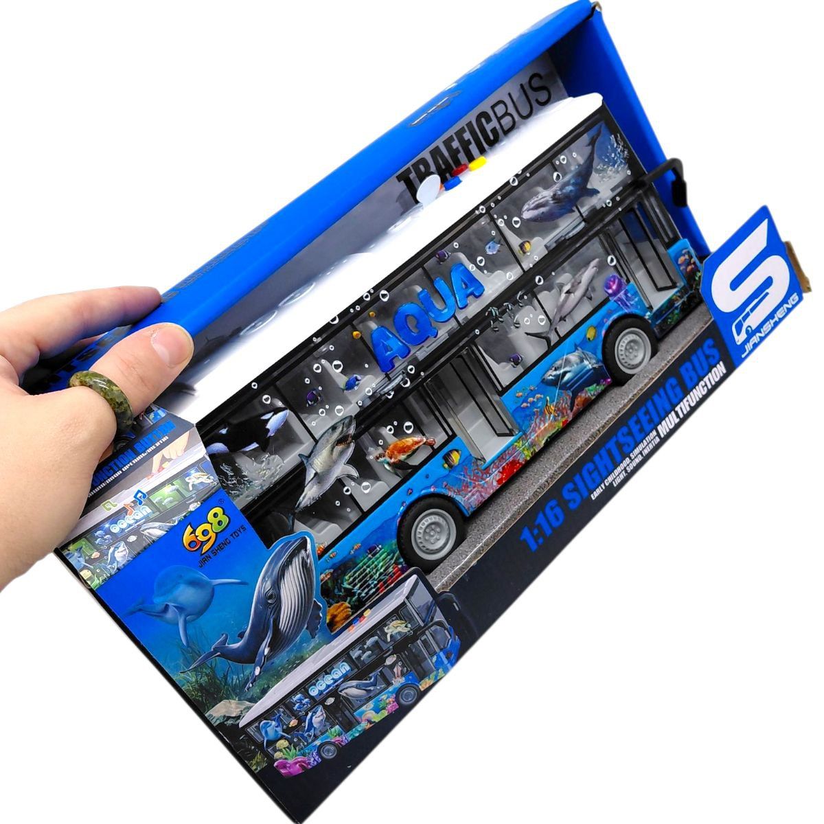 Автобус інерційний (озвучений, зі світлом, в коробці р. 33x9,5x16,5 см)  фото 2