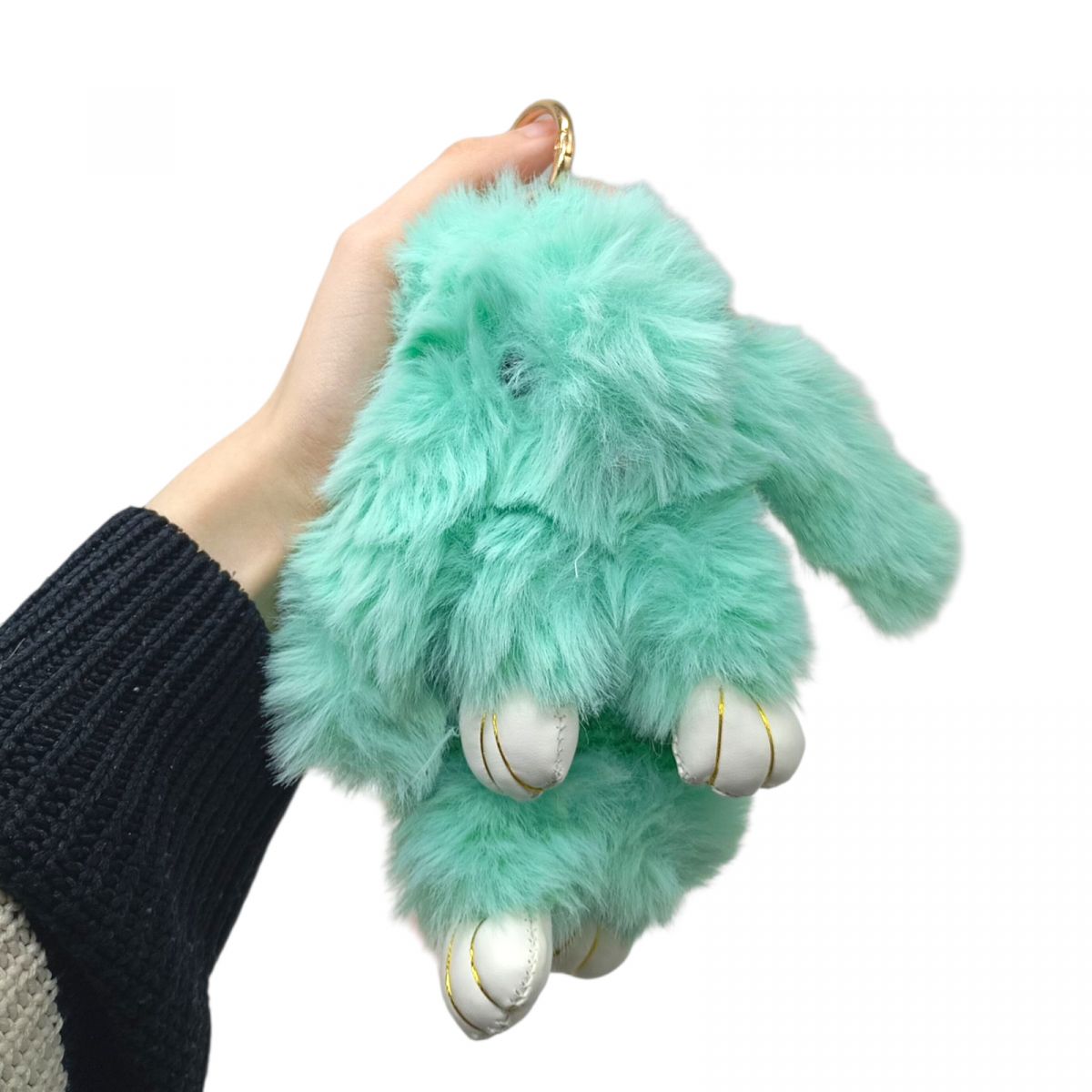 Хутряний брелок "Кролик",23 СМ (МʼЯТНИЙ)  фото 2