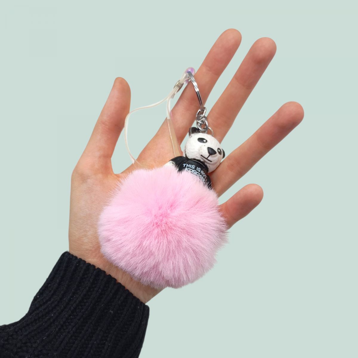 Брелок ПАНДА З МІХОВОЮ КУЛЬКОЮ (РОЖЕВИЙ)  фото 2