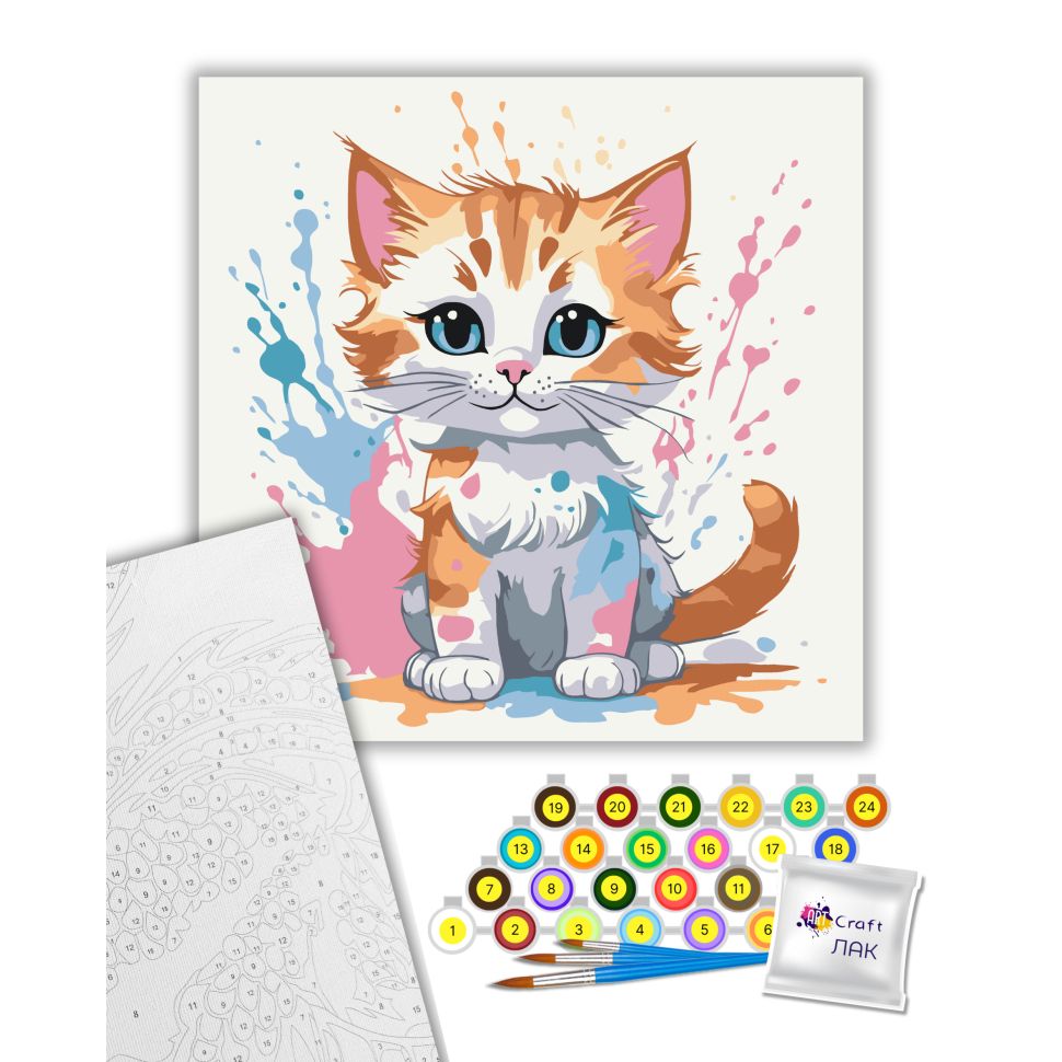 Картина по номерам "Кольоровий пухнастик" 30х30 см  фото 2