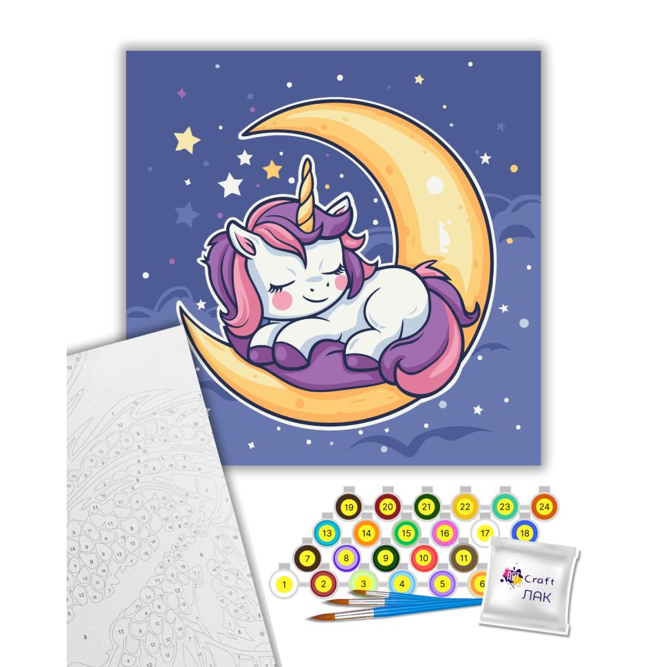 Картина по номерам "Єдиноріжка в зоряному сніх" 30х30 см  фото 2