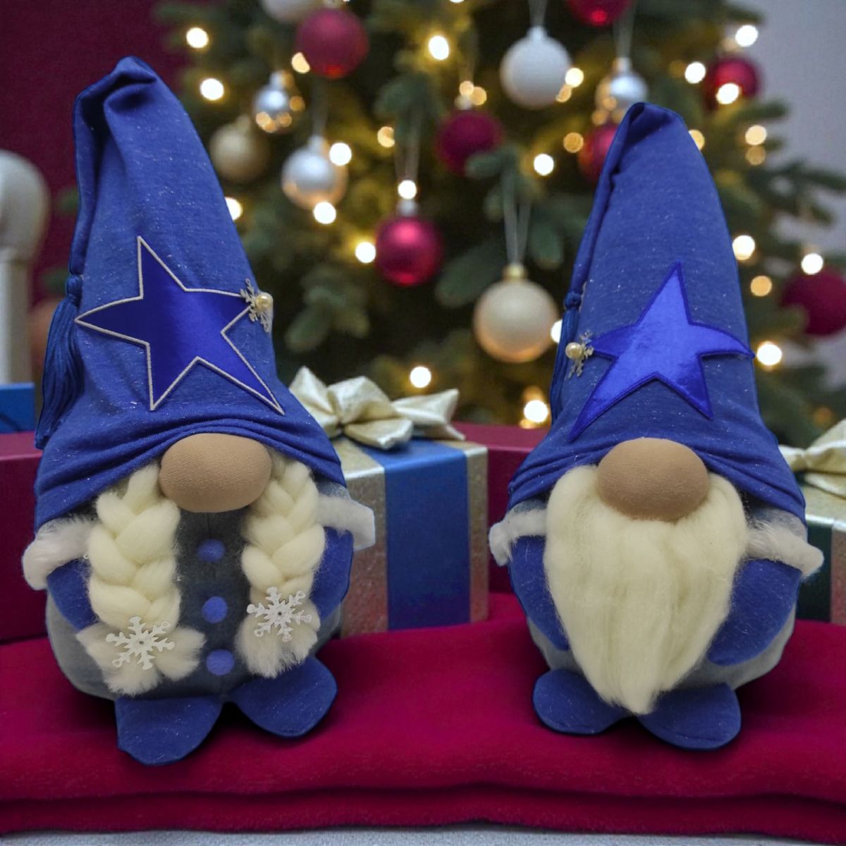 Мягкая игрушка "Скандинавский гном" (Hand Made) высота 28 см, мальчик (голубой)  фото 2