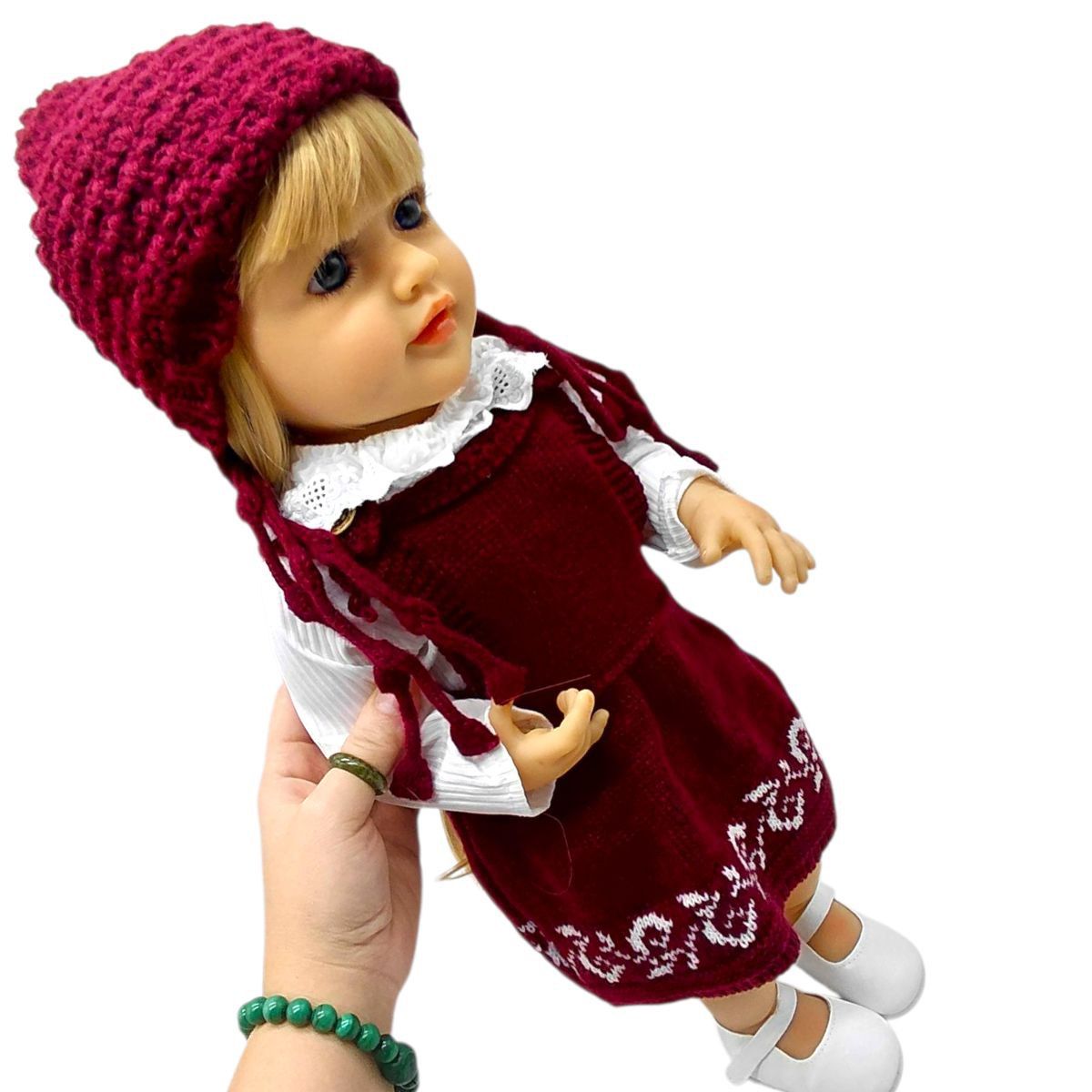 Кукла (высота: 50 см, резиновая, имитация стеклянных глаз, пустышка, бутылочка, памперс, шляпка, обувь)  фото 2