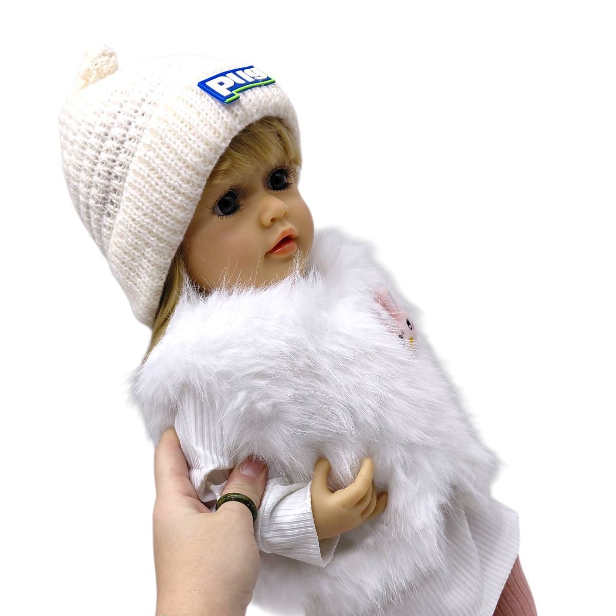 Кукла (высота: 50 см, резиновая, имитация стеклянных глаз, пустышка, бутылочка, памперс, шляпка, носки)  фото 2