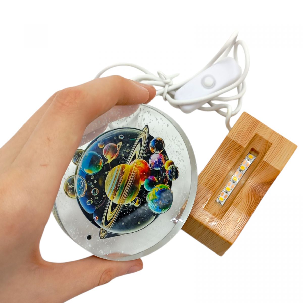 Нічник плоский скляний Планети 8 см  фото 2