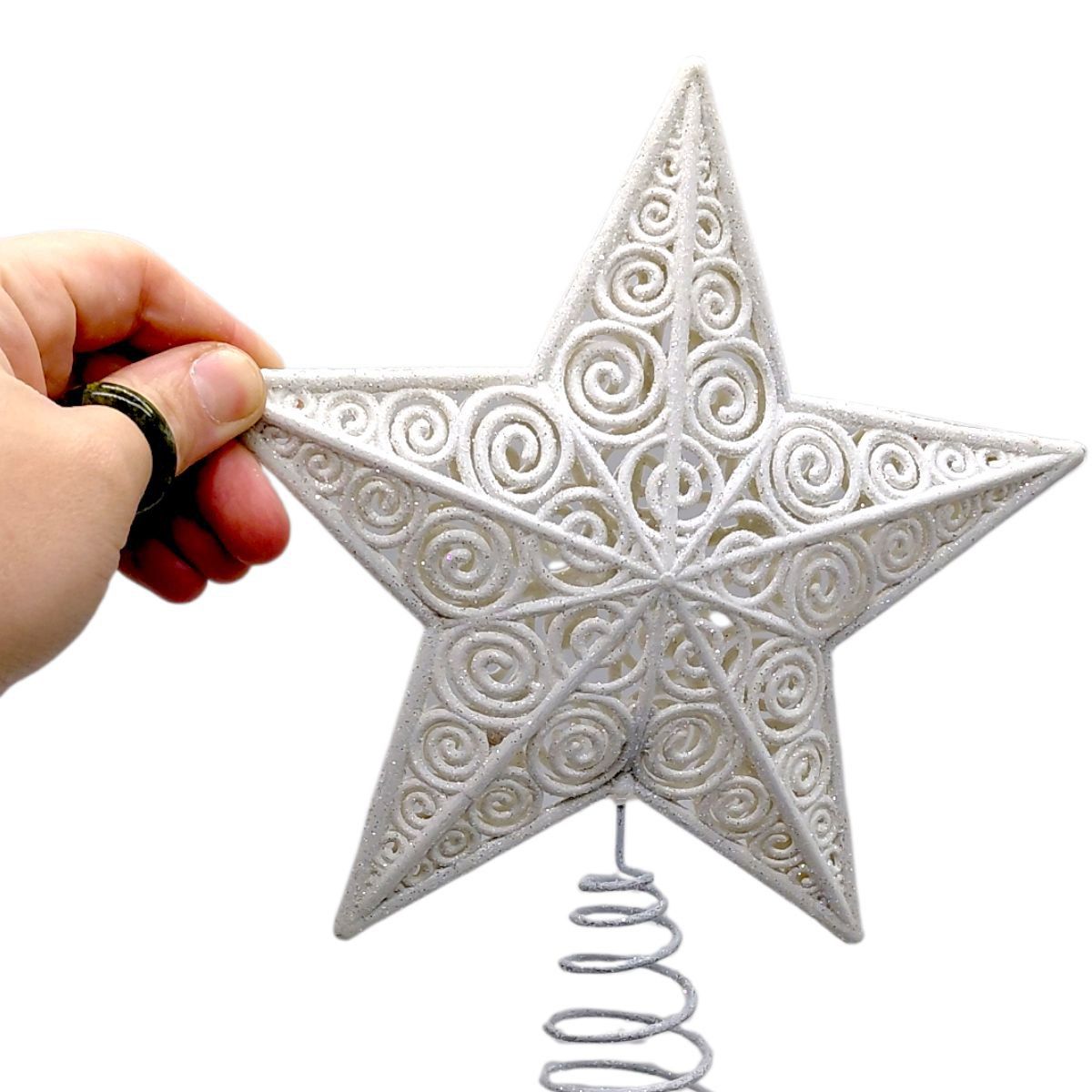 Верхівка для ялинки "Зірка", біла 23 см  фото 2