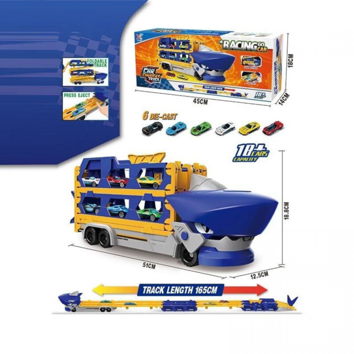 Трейлер трек з машинками в коробці  фото 2