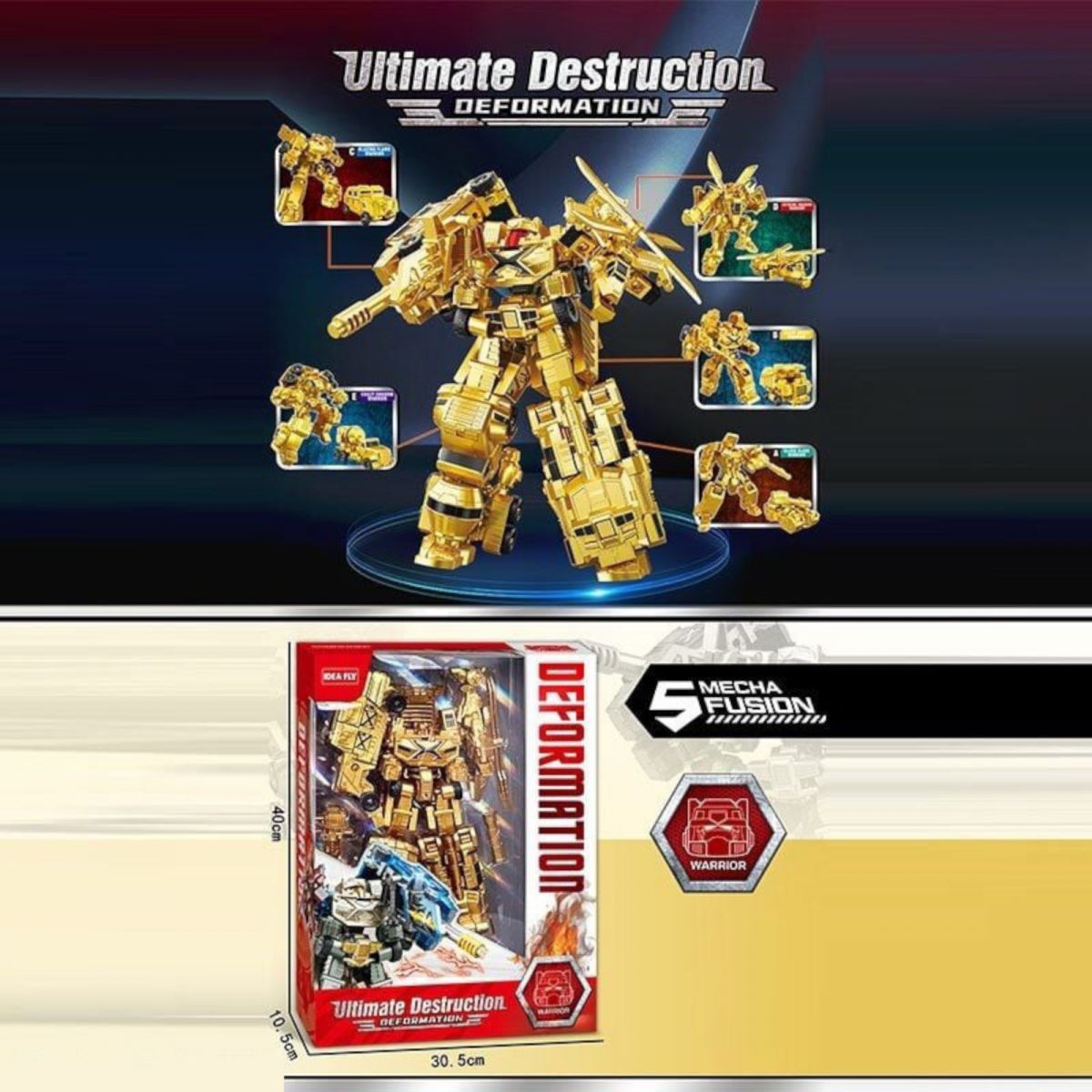 Трансформер висота 31 см, шарнірні кінцівки, 5 видів транспорту, пластикові колеса, в коробці  фото 2