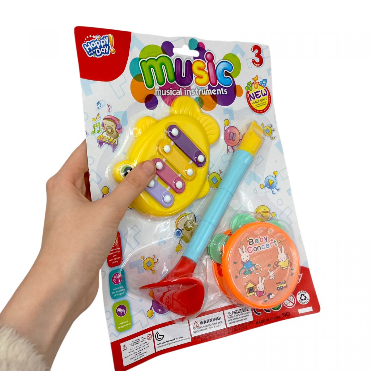 Музичні інструменти.  дудка, ксілофон, бубон, планшет 29*22*5см (мікс видів)  фото 2