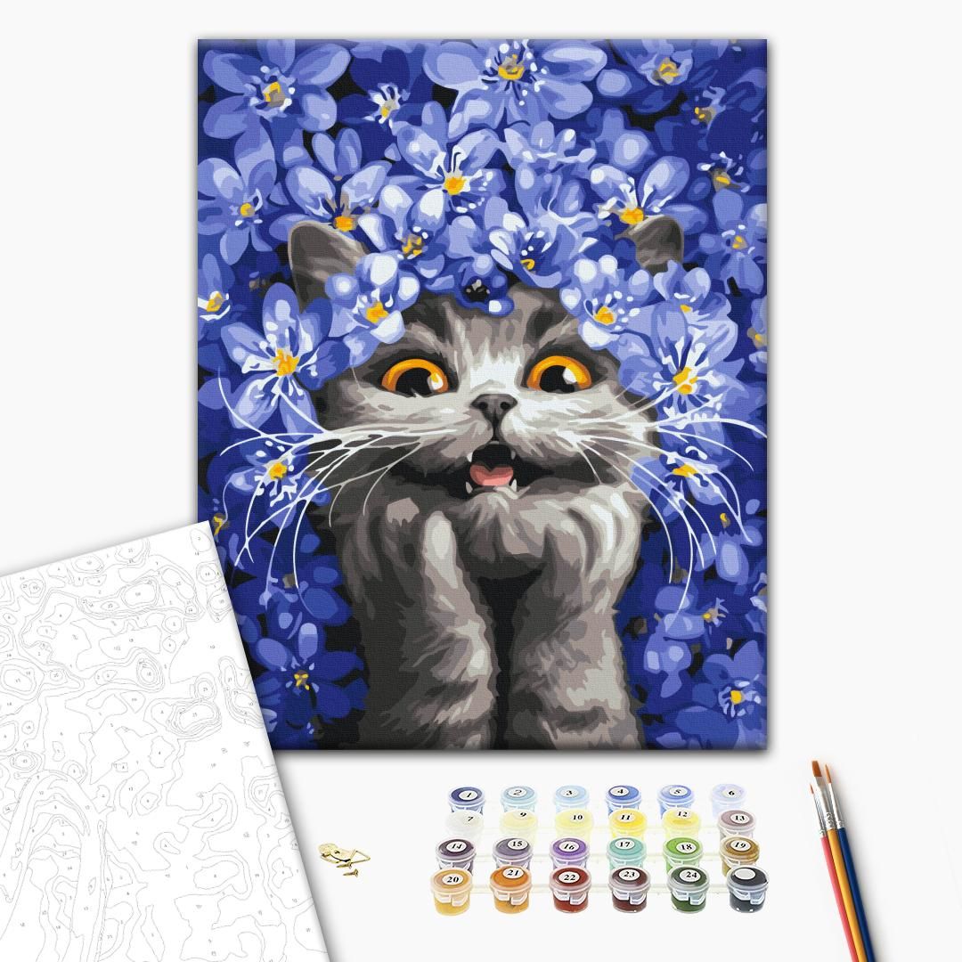 Картина по номерам "Киса в подснежниках" 40x50 см.  Марианна Пащук  фото 2
