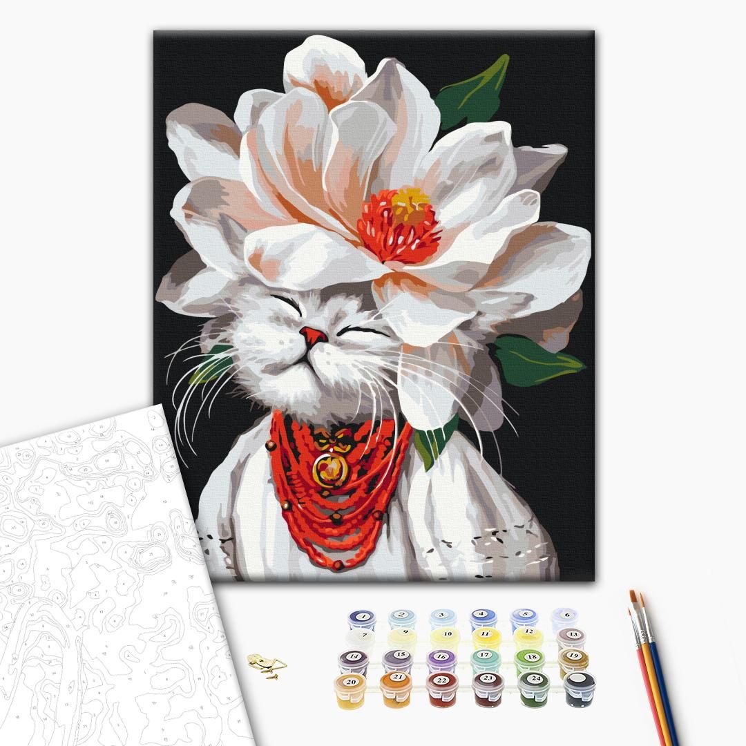 Картина по номерам "Киса-магнолия" 40x50 см.  Марианна Пащук  фото 2