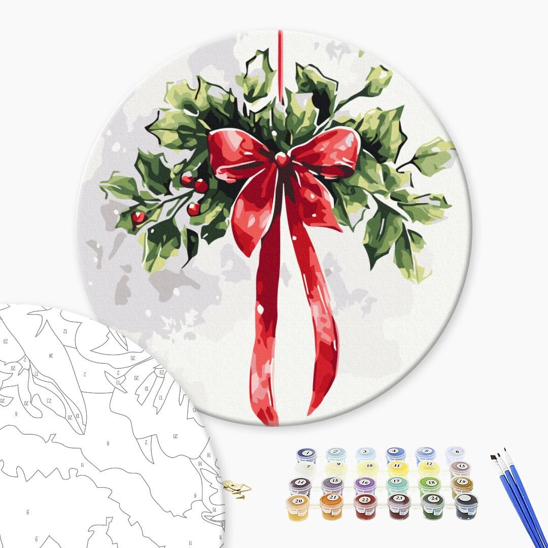 Картина по номерам "Рождественская омела" 30x30 см.  фото 2