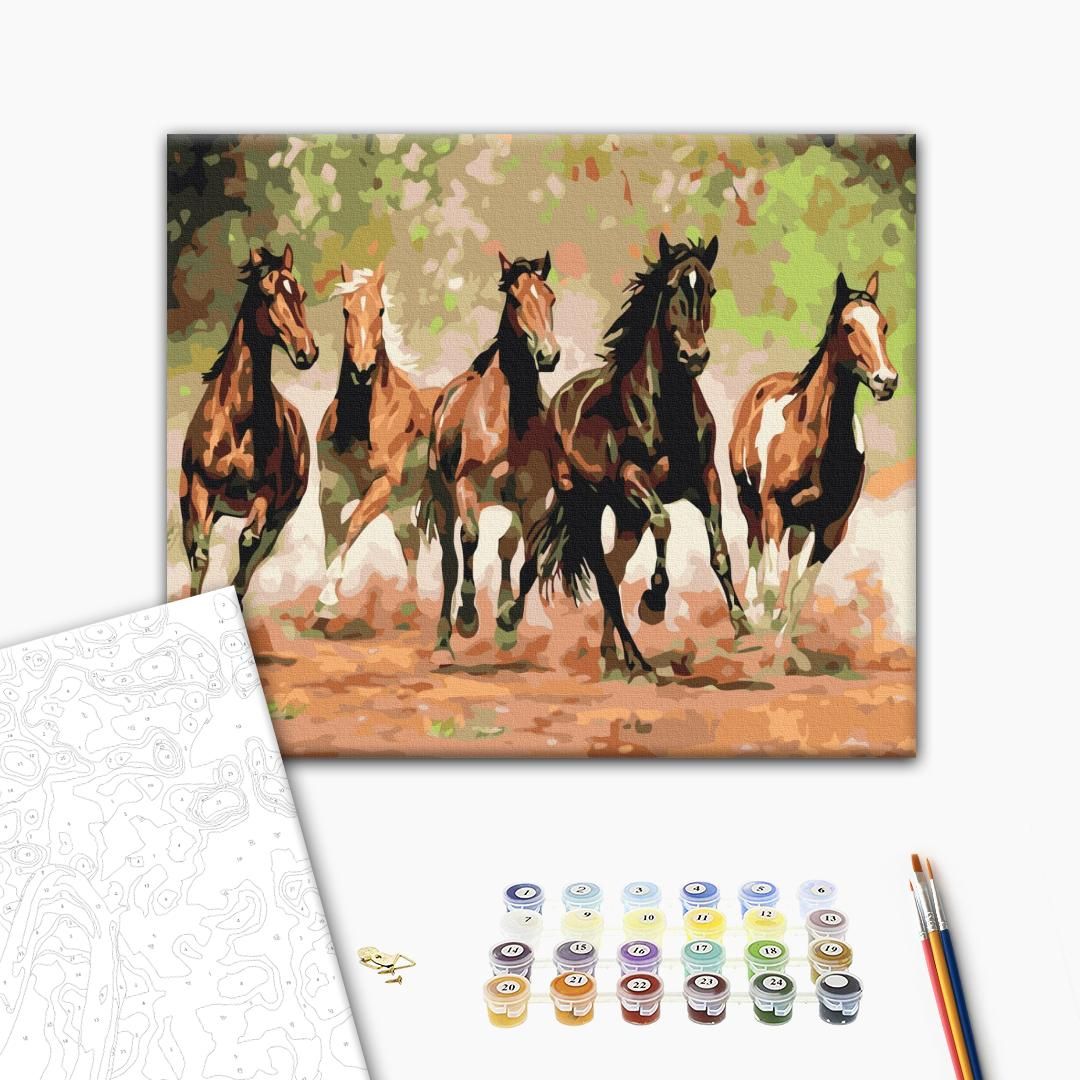 Картина по номерам "Табун коней" 48x60 см.  фото 2