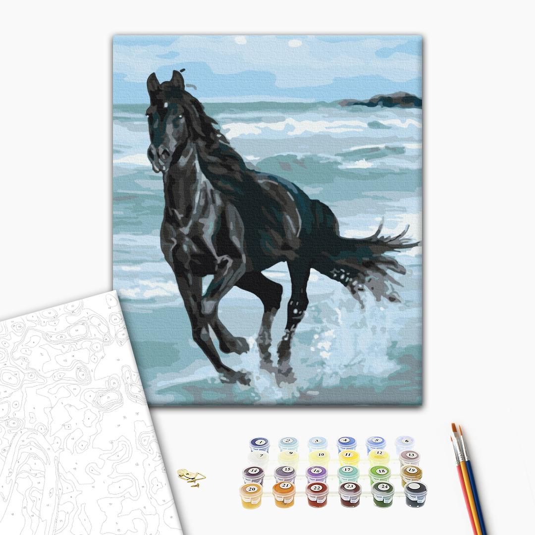 Картина по номерам "Черная лошадь" 48x60 см.  фото 2
