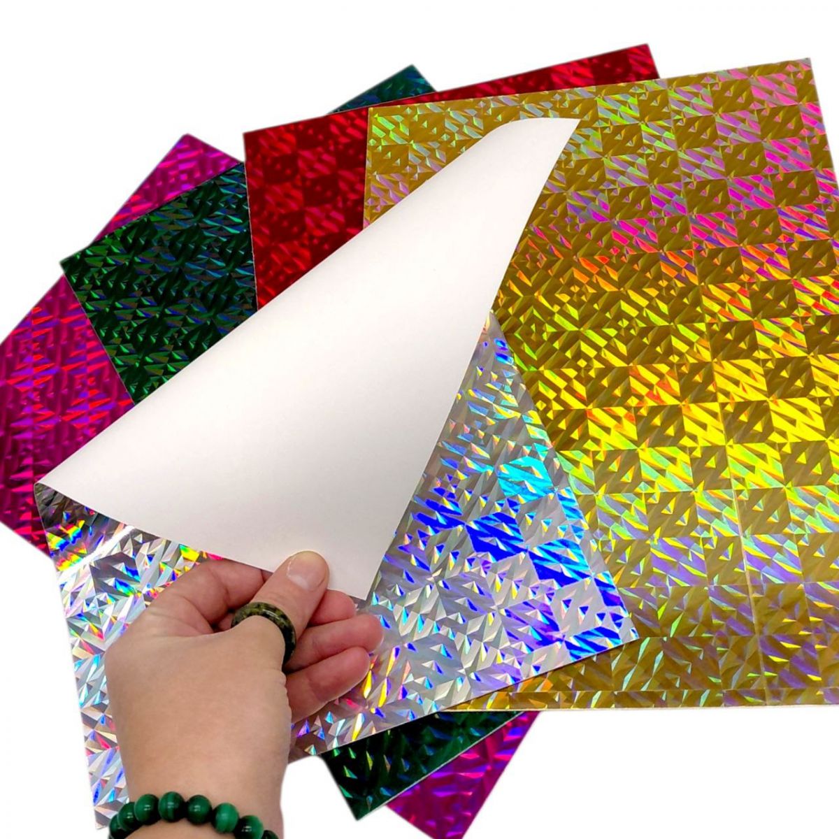 Набір одностороннього кольорового голографічного картону (21х29,7см), 6 аркушів  фото 2