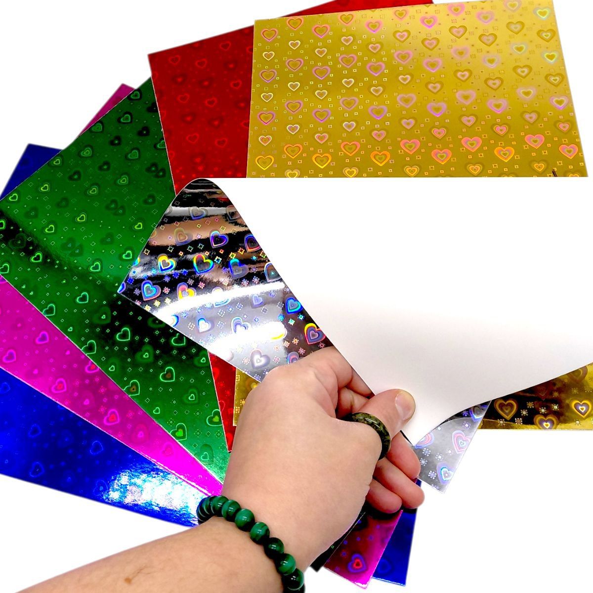 Набір одностороннього кольорового голографічного картону (21х29,7см), 6 аркушів  фото 2