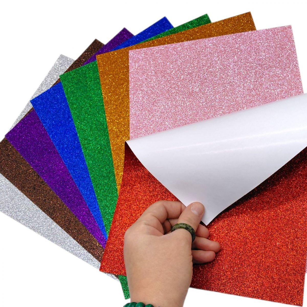 Набір кольорового паперу з глітером (21х29,7см), 8 аркушів  фото 2