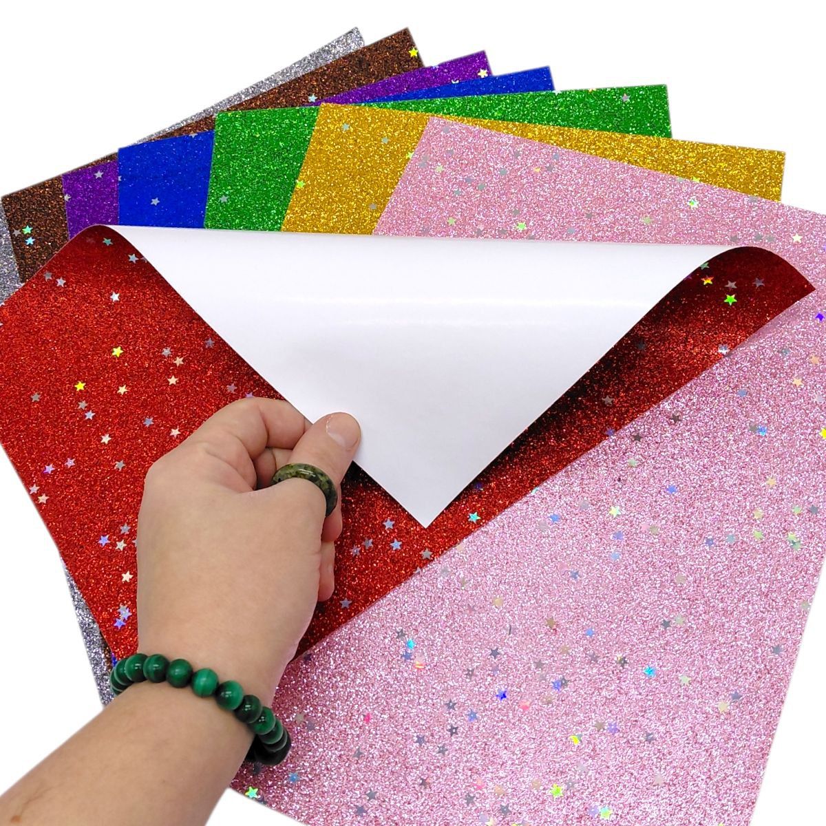 Набір кольорового паперу з глітером (21х29,7см), 8 аркушів  фото 2