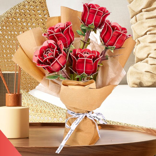 Трехмерная головоломка-конструктор серии Букет цветов "Красные розы"  фото 2