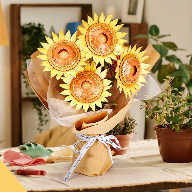 Трехмерная головоломка-конструктор серии Букет цветов "Желтые подсолнухи"  фото 2
