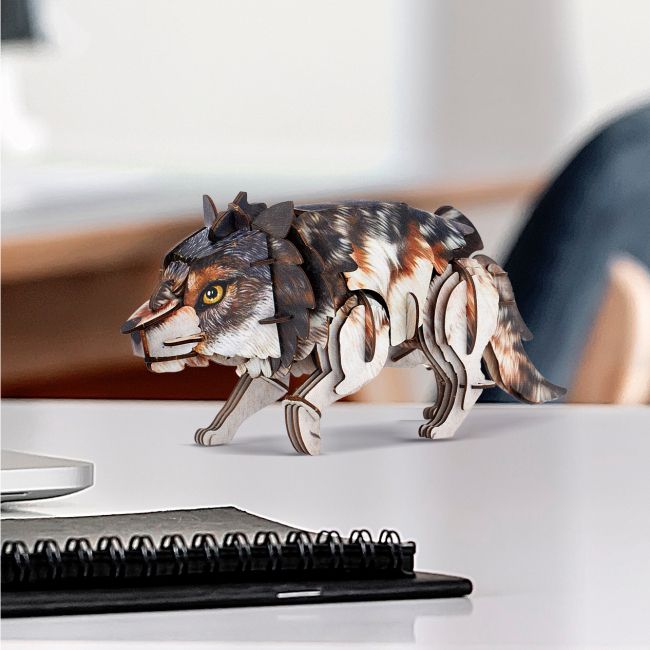 Трехмерная головоломка-конструктор серии Дикие животные "Серый волк"  фото 2