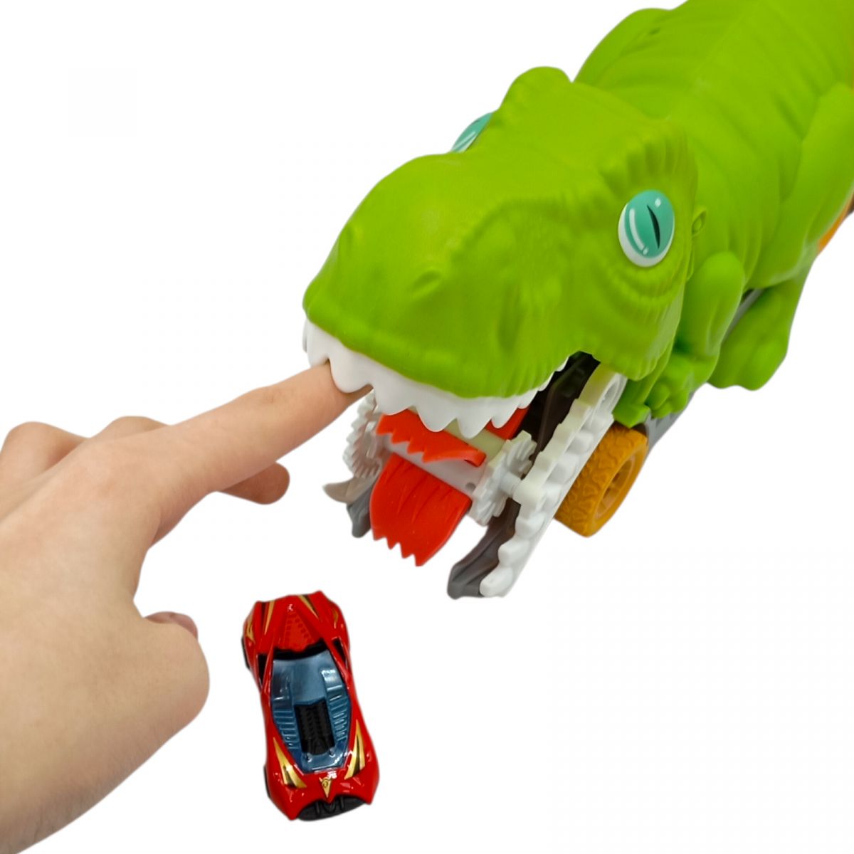 Трейлер-монстр-паркинг динозавр с металл. машинками(2шт. ) кор. 32*11*12 см.  фото 2