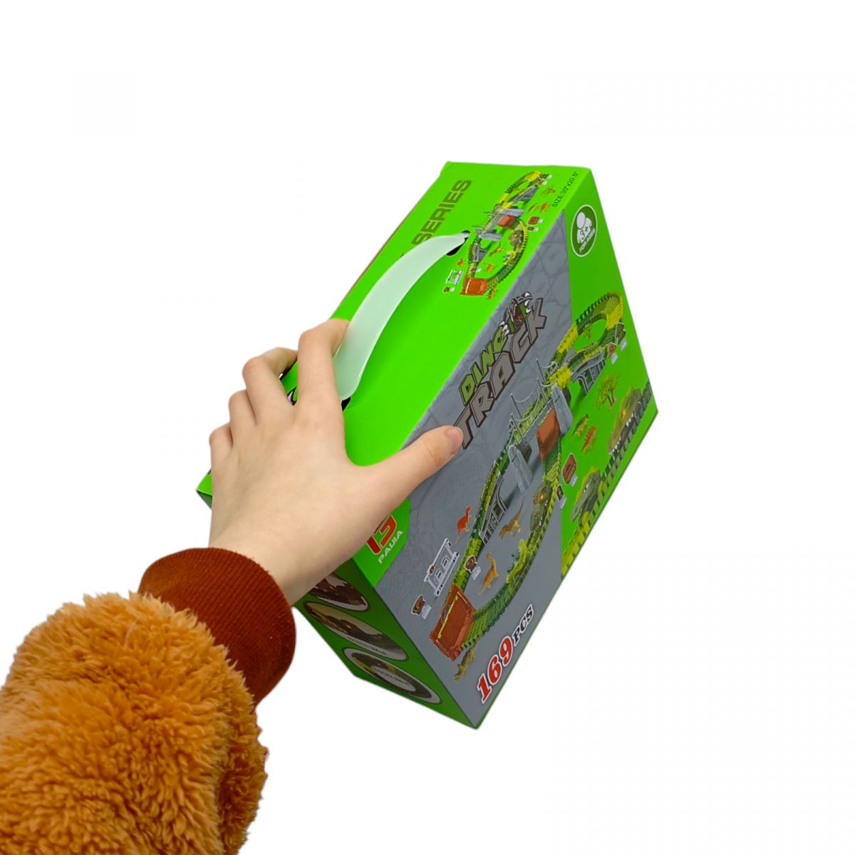 Трек динозавр с машинками(2шт. )батар. свет. кор. 25,2*9,5*19,5 см.  фото 2