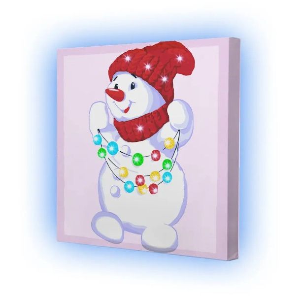 Картина по номерах зі світлодіодною підсвіткою "Сніговик" 25x25 см  фото 2