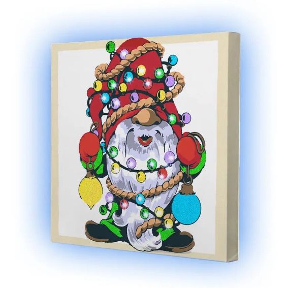 Картина по номерах зі світлодіодною підсвіткою "Гном" 25x25 см  фото 2