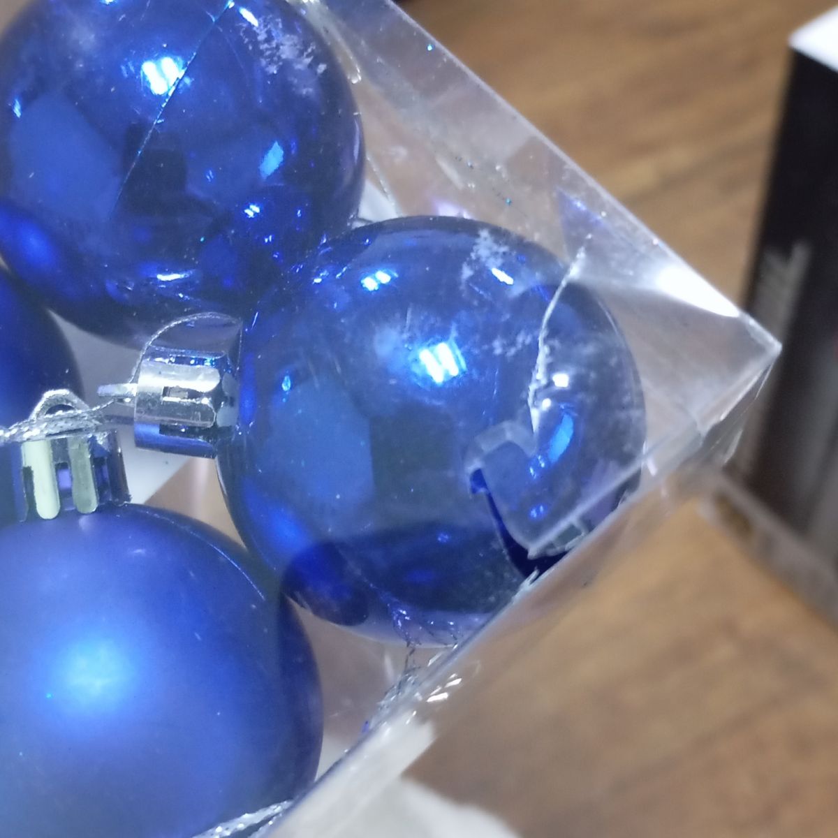 Уценка.  Новорічні прикраси, 6 штук, кульки діаметр - 4,5 см (СИНІ) - Повреждена упаковка  фото 2