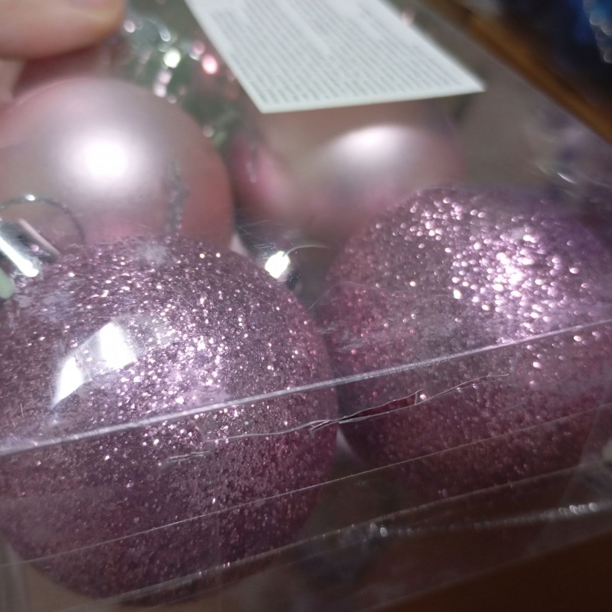 Уценка.  Новорічні прикраси, 6 штук, кульки діаметр - 4,5 см (РОЖЕВІ) - Повреждена упаковка  фото 2