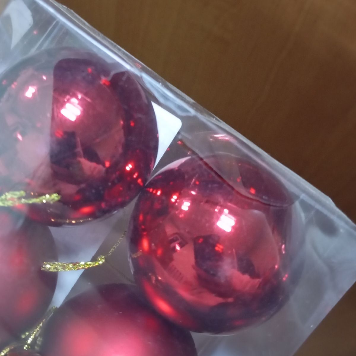 Уценка.  Новорічні прикраси, 6 штук, кульки діаметр - 4,5 см (ЧЕРВОНІ) - Повреждена упаковка  фото 2