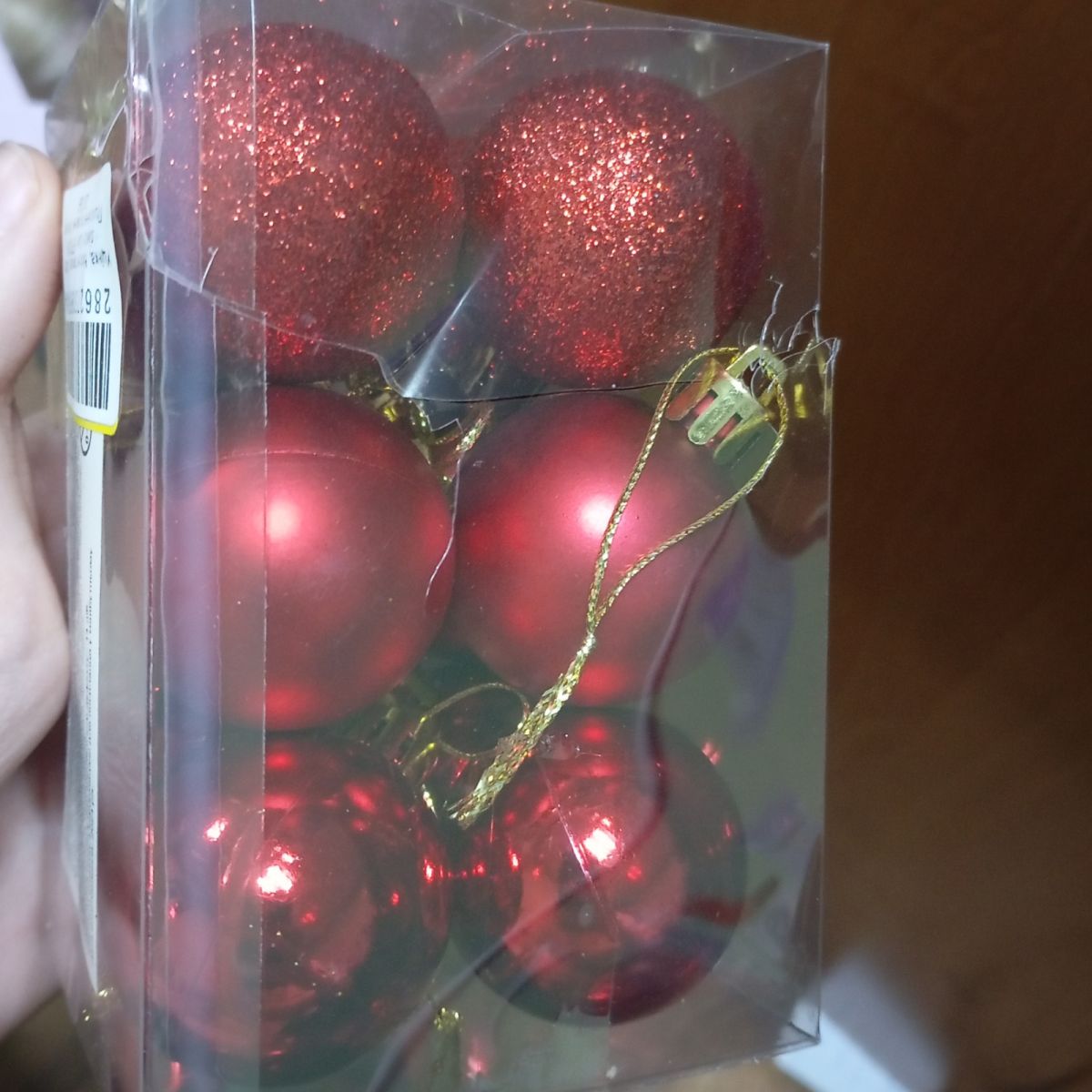 Уценка.   Новорічні прикраси  12 штук, діаметр - 3 см (ЧЕРВОНІ) - Повреждена упаковка  фото 2