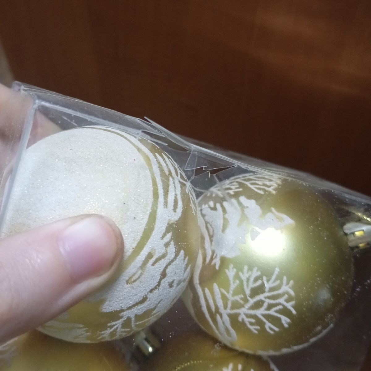 Уценка.  Новорічні прикраси, 6 штук, кульки, D=6 см, у слюді   - Повреждена упаковка  фото 2