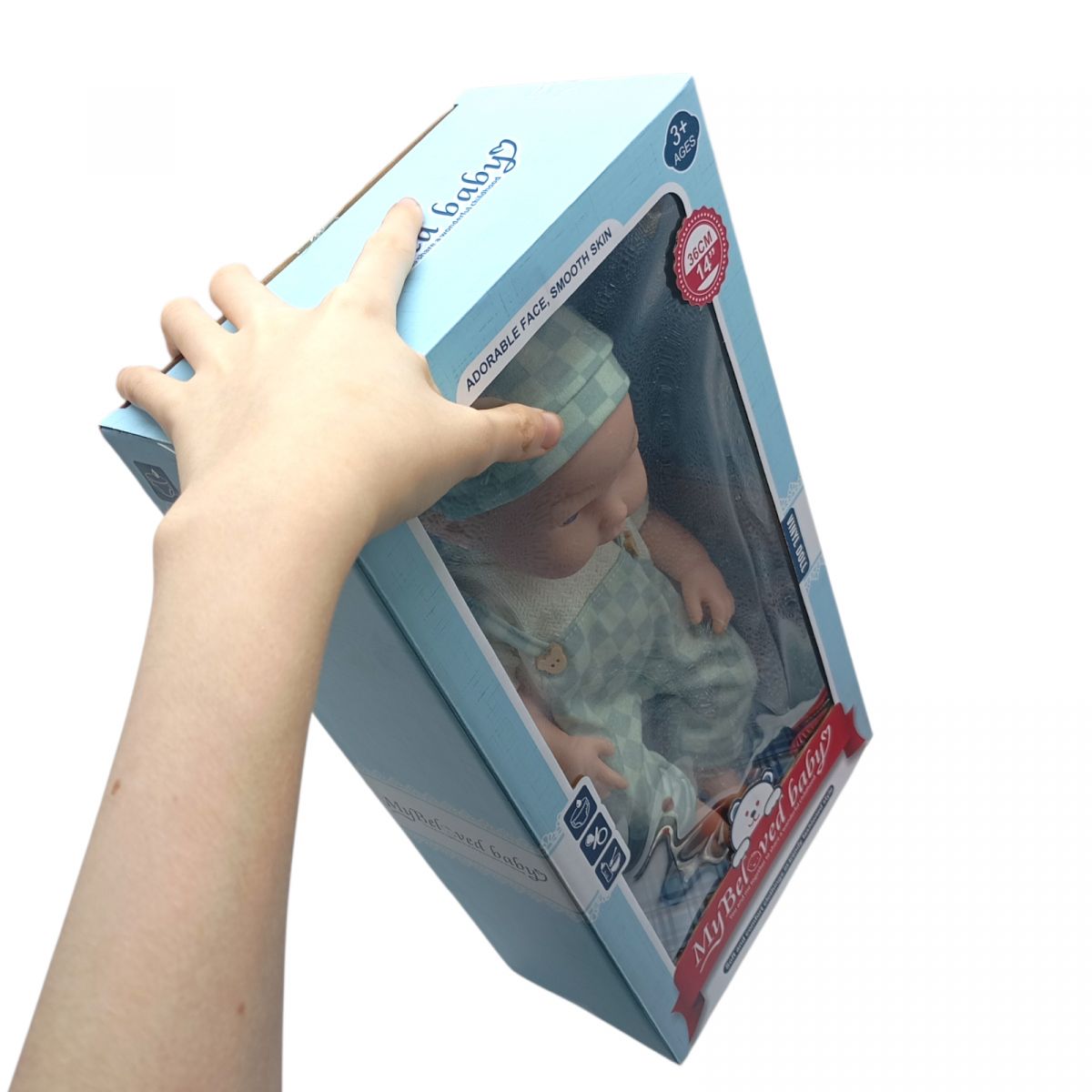 Пупс 35см (ГОЛУБОЙ + БЕЛЫЙ КОСТЮМ)  фото 2