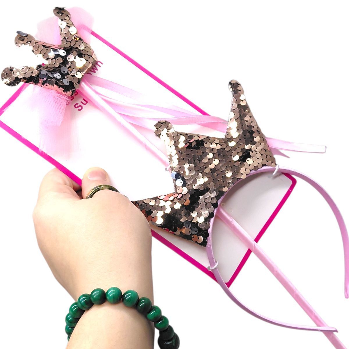 Набір новорічний (обруч із чарівною паличкою) "Корона" з паєтками  фото 2