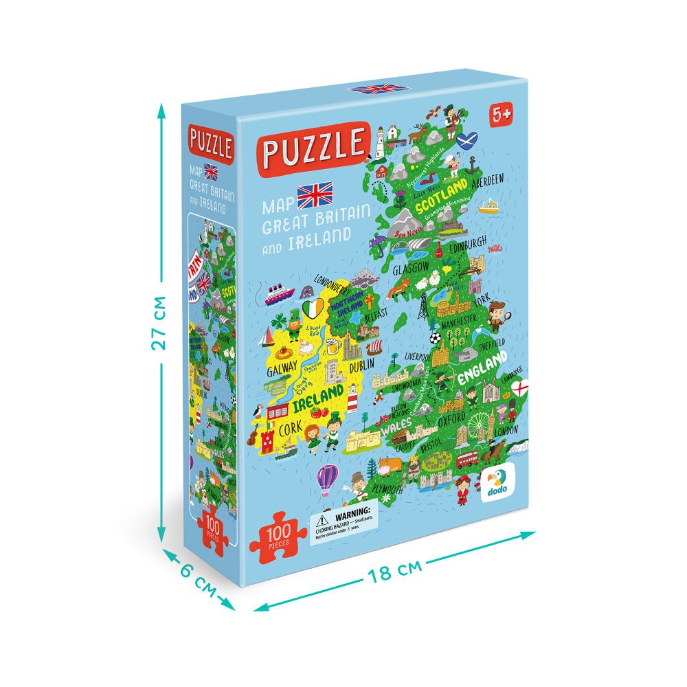 Пазлы «Карта Великобритании и Ирландии», 100 элементов (английский язык)  фото 2