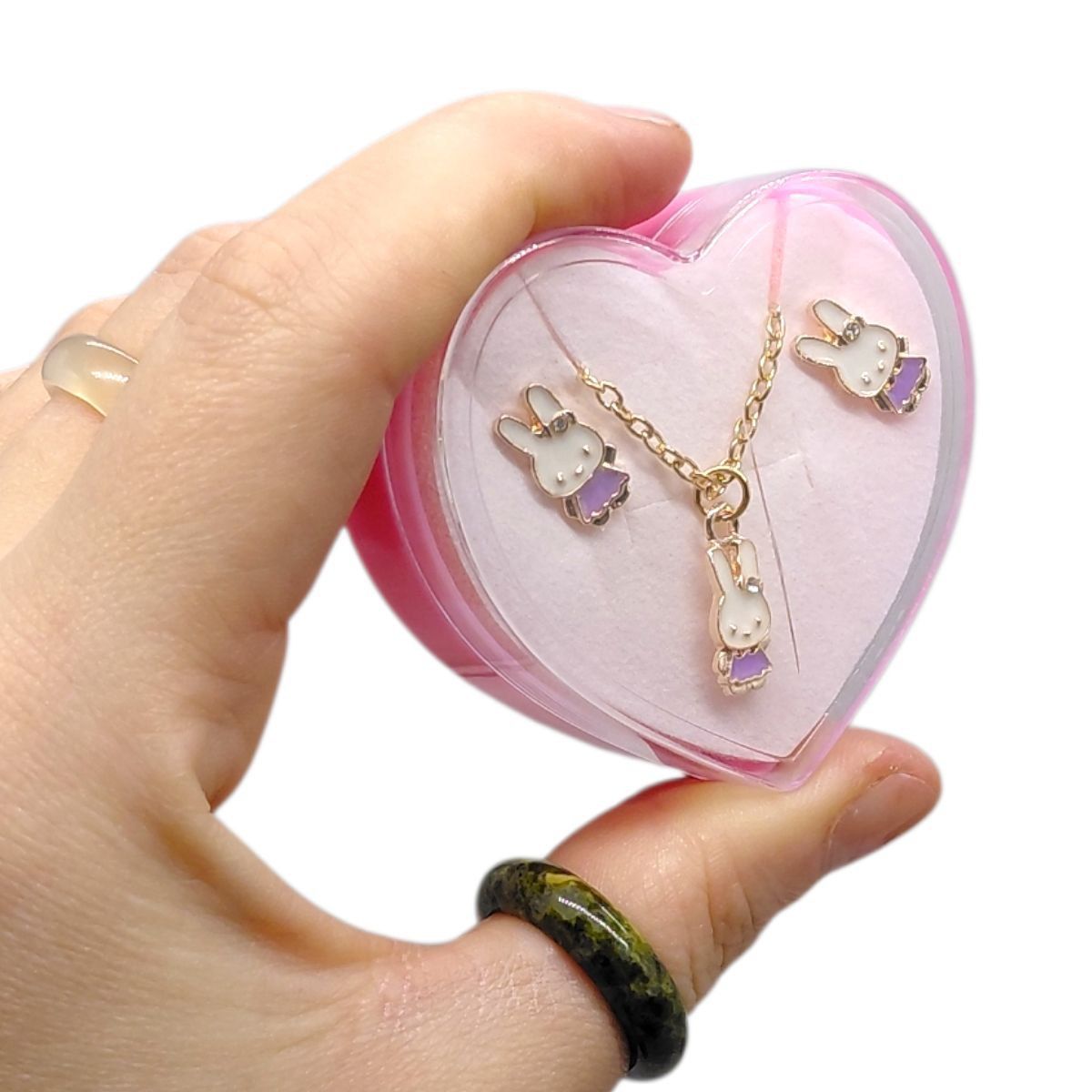 Дитячий набір прикрас: кулон+сережки (З лавандовим зайчиком)  фото 2
