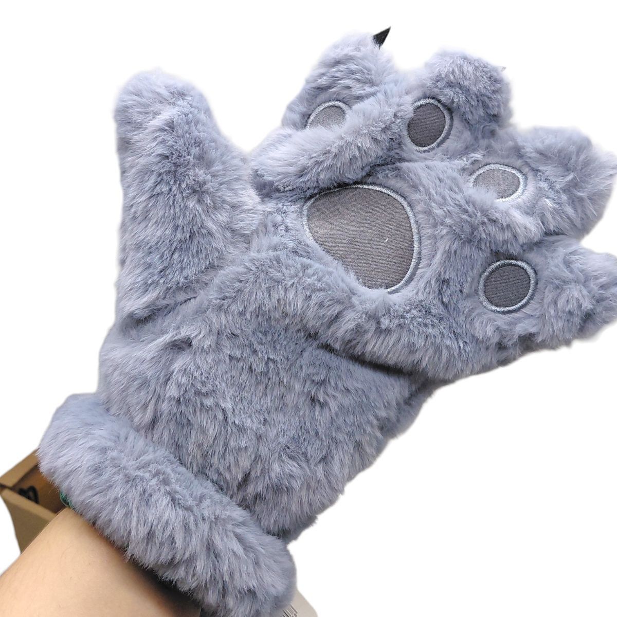 Детские меховые перчатки "Лапки" (БЕЛЫЕ)  фото 2