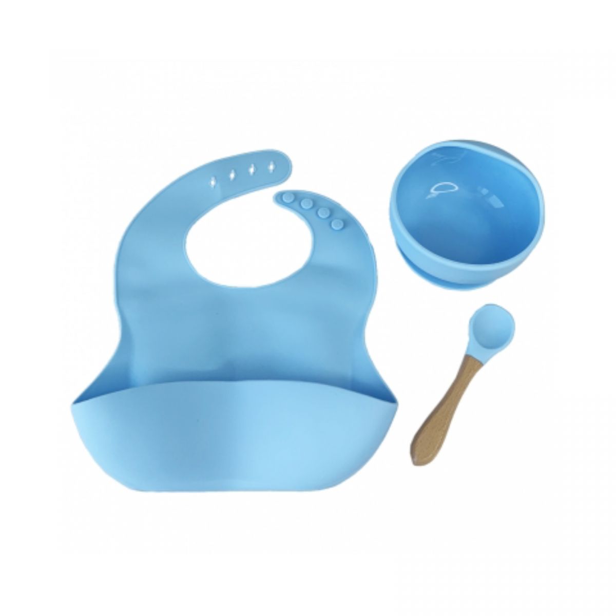 Набір силіконова тарілка та слинявчик у коробці (БЛАКИТНИЙ)  фото 2