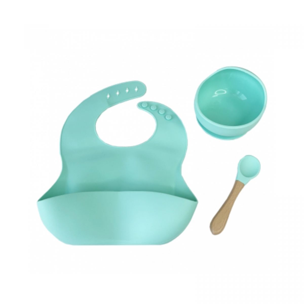 Набір силіконова тарілка та слинявчик у коробці (МʼЯТНИЙ)  фото 2