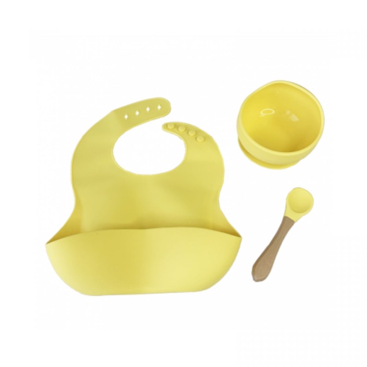Набір силіконова тарілка та слинявчик у коробці (ЖОВТИЙ)  фото 2